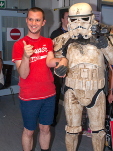 Student with star trooper at summer fayre