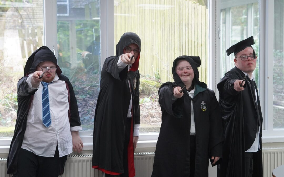 Students dressed as wizards for world book day